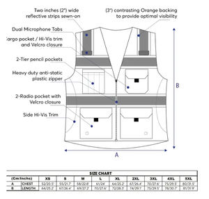 سترة أمان عالية الوضوح بأربعة جيوب، ملابس عمل للمستودعات والبناء، سترة عاكسة معززة للرؤية مع سحاب - Product Image 5
