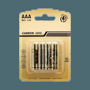 Pilas AAA de carbono-zinc de 1,5 V, paquete de 4 unidades, ideales para dispositivos de bajo consumo y controles remotos. - Product Image 1