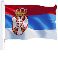 Drapeau extérieur numérique imprimé 3x5 pieds 100% polyester, motif Amitié Américaine et Serbe, pour décorations - Vente en gros, Nouveauté