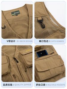 سترة عمل عبر الحدود سترة مخصصة ، سترة شبكية متعددة الجيوب ، مدير ، سترة عمل إعلانية - Product Image 2