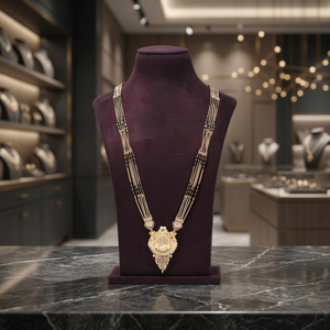 Gold Plated Pendant Mangalsutra, Mangalsutra For Indian Bridal Jewelry, Traditional Mangalsutra, <b>Black</b> Beads For Mangalsutra. - Product Image 2