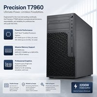 Station de travail en tour Precision T7960 avec processeur Xeon W7-3445 ou W5-3423, alimentation 2200W pour simulation IA et rendu CAO