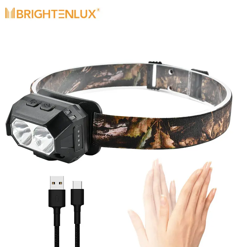 Brightenlux Hot Sale 500 Lumen Waterproof USB Rechargeable Sensor Miners Underground LED Head torch
