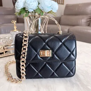 Brand diamond chain designer bag luxury new leather handbag gg small square bag shoulder messenger female handbag