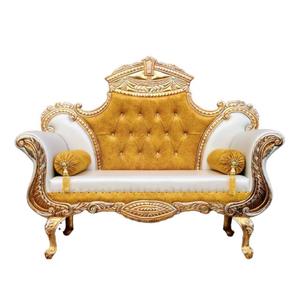 Canapé/Canapé-lit de luxe moderne pour cérémonie de mariage, style trône royal, pour mariage asiatique, doré poli et sculpté - Product Image 3