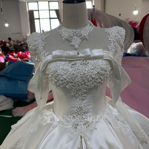 Vestido de Novia Elegante Mc043 con Cuentas de Perlas y Satén, Vestido de Novia con Apliques de Encaje Floral Jancember - Product Image 3