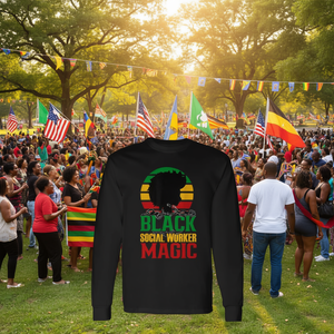 T-shirt à manches longues noir Magic Social Worker Juneteenth American Us - Product Image 3