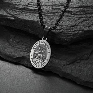 Collar con Medalla Religiosa de San Miguel Arcángel, Joyería Católica de Moda con Cadena, Colgante Protector - Product Image 3