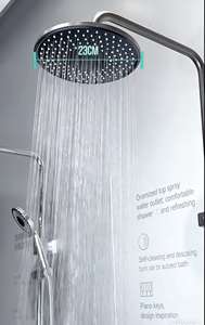 Ensemble de douche thermostatique LED <span class=keywords><strong>noir</strong></span> à jet doux, barre coulissante en acier inoxydable, jets de plafond et douchette à main, finition mate polie, moderne pour appartement - Product Image 3