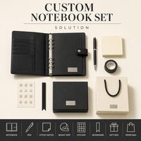 Organiseur A5 en cuir végétalien personnalisable avec 6 anneaux, logo gaufré, emplacements pour cartes et fermeture à bouton-pression, pour carnet de notes professionnel