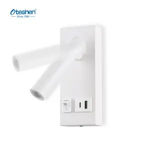 Oteshen Low MOQ Led Wall Lamps Lights With Switch Type C USB Charging Port Hotel Reading Wall Light with ERP