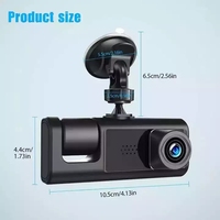 Cámara de salpicadero Dvr automática, grabadora de vídeo frontal y trasera, visión nocturna, 1080P, caja negra, 3 lentes, 2,0 pulgadas, 24H
