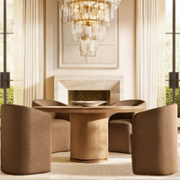 Table ronde en chêne de luxe moderne en bois massif pour banquet Mobilier de restaurant fait main Villa Hôtel Vente directe d'usine