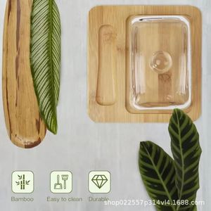 Plateau de service en bambou Baorui 19,6x19x2cm avec couvercle pour la présentation de pain, fromage et gâteaux - Product Image 1