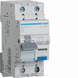 Compatibile con Hager Rcbo 1P+N 16A Tipo F 30mA Curva C Indicatore di Guasto a Terra - Product Image 1