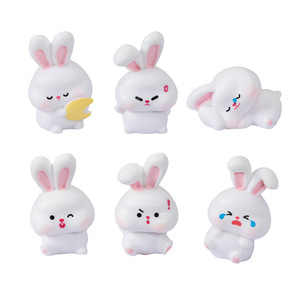 <b>Cute</b> Cartoon Bunny <b>Doll</b> Resin Mini Figure Desk Ornament Stress Relief Toy For Kids And Adults - Product Image 1