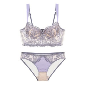 Fashion Embroidered Flower <b>Thick</b> Small Sizes Young Girl Gather Ladies Sexy Push up Lace Embroidery <b>Bra</b> and Underpants Sets - Product Image 1