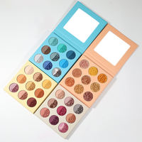 Palette de fards à paupières 9 couleurs vert vintage sous tons chauds avec paillettes, logo personnalisé, couleurs mates, marque privée