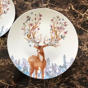 Nordic Style Milu Deer Series Literature and Art Household Ceramic Plate - Product Image 2