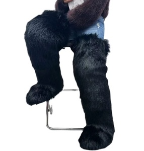 <span class=keywords><strong>Bottes</strong></span> hautes en fourrure pour femmes, neuves, en peluche, <span class=keywords><strong>au</strong></span>-<span class=keywords><strong>dessus</strong></span> <span class=keywords><strong>du</strong></span> <span class=keywords><strong>genou</strong></span>, bout rond, fourrure synthétique, talon plat, mollet long, douces, chaudes et confortables - Product Image 6