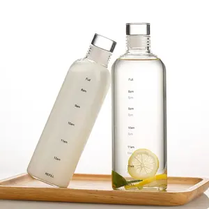 18oz high borosilicate transparent straight glass bottle beverage empty bottle with time mark glass bottle