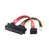SATA 7 + 15 Pin 90 derajat ke SATA 7 Pin kabel dan 4 Pin 2.0mm kabel daya SATA 22PIN kabel daya Data