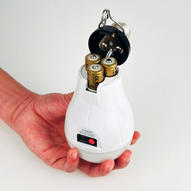 AC DC Integrated 2/3 Batteries Rechargeable Bulb with Hook for Emergency Lighting