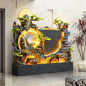 Fontaine d'eau artificielle de style rocaille 200x42x198cm, cascade d'intérieur, décoration de salon, ornement de sol - Product Image 5