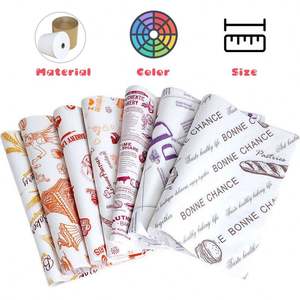 Papier d'emballage pour sandwich personnalisé avec impression de logo, feuilles de papier ciré alimentaire biodégradable, emballage de papier alimentaire - Product Image 1