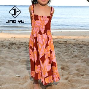 Manufacturer High Quality Printed Midi Beach Dress Hawaiian Dress Custom Made Rayon Kids Dress - Product Image 1