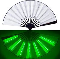 TSINYE LED-Leucht-Faltfächer, tragbare Kühlventilatoren mit Licht, Handfächer aus Papier und Bambus für Partys, Bars und Musikfestivals