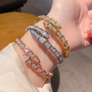 Pulsera de Diamantes con Diseño de Serpiente en Oro Rosa, Oro Blanco y Plata, Joyería para Mujer, Regalo, Origen Yiwu, Talla 5.2 3 - Product Image 1