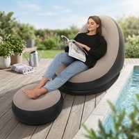 Canapé gonflable pliable avec repose-pieds, fauteuil inclinable moderne en PVC floqué pour la maison, chaise longue paresseuse, canapé gonflable portable pour le camping en extérieur