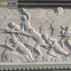 Escultura de Relieve en Piedra Jiahua con Temática del Ejército Rojo, Figura de Estilo Chino del Ejército de la Octava Vía para la Cultura Escolar - Product Image 1