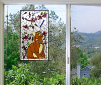 Vitral Decorativo de 5mm de Grosor, Diseño de Gato Personalizado, Hecho a Mano, Estilo Europeo Tradicional, para Decoración Interior de Puertas y Ventanas