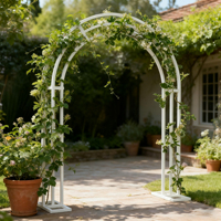 Grande arche de mariage blanche à 3 niveaux, support pour ballons, toile de fond de jardin, support métallique, cadre d'arche, pergola, hauteur 260 cm, largeur 102,3 cm