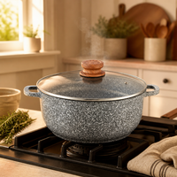 Lot de 10 ustensiles de cuisine en céramique de neige en aluminium moulé sous pression à induction avec pot à soupe de 20/24/28/32cm et pot à soupe peu profond de 28cm pour la cuisson