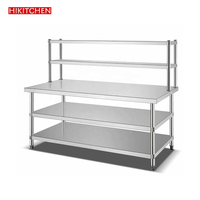 Commerciële restaurantkeuken roestvrijstalen 304/201 tafel met afdruipblad, extra sterke capaciteit, inclusief zware wielen