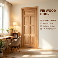 Light Zen Solid Fir Timber Solid Wood Door Natural Timber Door for Leisure Tea Space