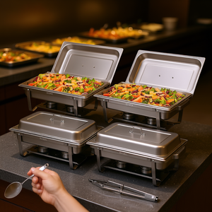 Lot de 4 réchauds rectangulaires de 8 pintes avec support de carburant et équipement de maintien au chaud - Product Image 2