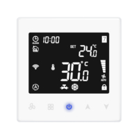 Termostato de bobina de ventilador de pantalla TN de ahorro de energía con botones táctiles sensibles termostato para 3 velocidades de ventilador Wifi AC termostato