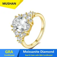 MUSHAN Luxus-Schmuck 925 Sterling Silber Ringband für Damen GRA-Zertifizierter Moissanit Diamant Smaragd D-Farbe Ringe Feiner Schmuck