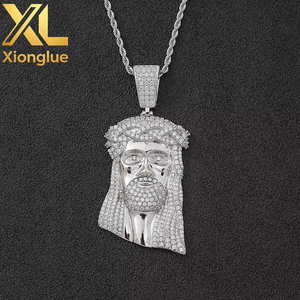 European and American Hip-hop Full Zircon <b>Copper</b> 18K Gold Plated Men's Retro Pendant Charm Necklace - Product Image 2