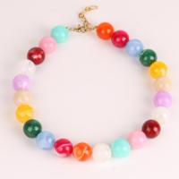 Collier pendentif boucle de perles chaîne épaisse 20 mm style bohème vintage tendance, fait main en résine acrylique multicolore, bijou statement pour femme
