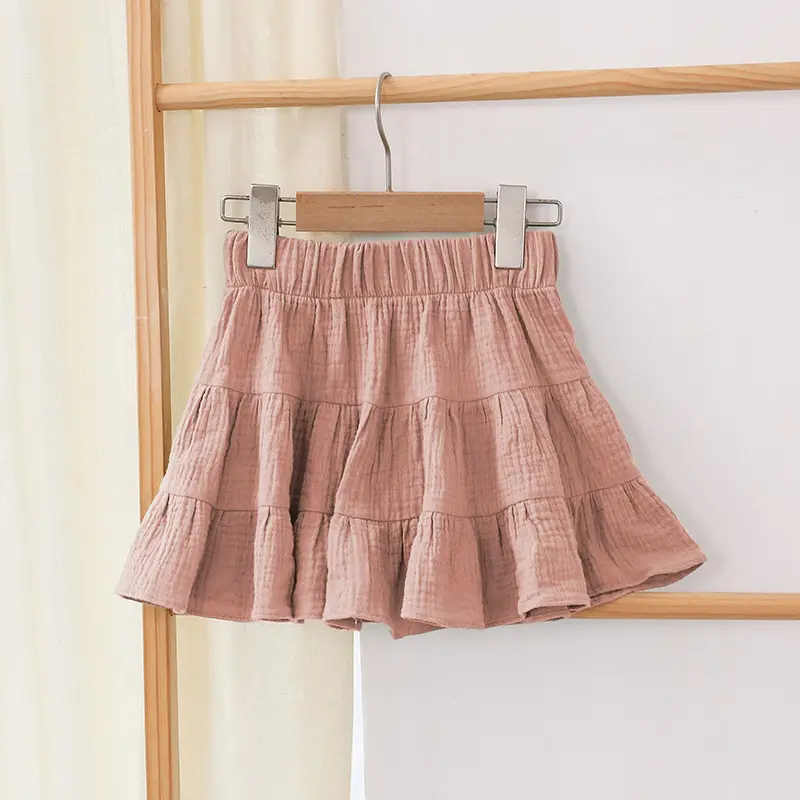 Rok bayi katun lapis ganda, rok kasual katun wanita, rok Tutu pita Mini, Rok bayi kasa lapis ganda, nyaman