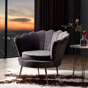 <span class=keywords><strong>Vente</strong></span> flash <span class=keywords><strong>Fauteuil</strong></span> moderne nordique rembourré Pieds en métal doré Chaise en tissu velours Canapé simple pour salon - Product Image 2