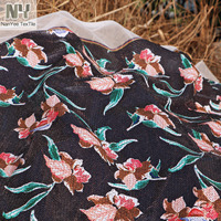 Nanyee Textile sur mesure noir sol fleur impression plat paillettes tissu