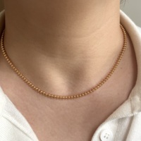 Bijoux fantaisie, collier ras de cou en argent sterling 925 pour femmes, tendance, perles d'abacus, plaqué or 3 mm