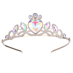 Couronne de luxe en strass pour anniversaire, en alliage électroplaqué, style Princesse, avec motifs Cœur et Étoile, pour Fêtes et Mariages - Product Image 4