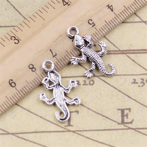 Hechos a mano 25x15mm <span class=keywords><strong>Gecko</strong></span> Lizard Charms Vintage plata tibetana Color aleación colgantes para niños DIY pulsera y fabricación de collares - Product Image 2